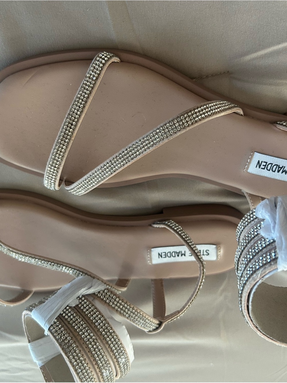 Steve Madden Blush Nude Rhinestone Strappy Sandals